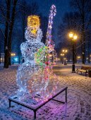 Световая фигура 3D "Снеговик с Контрабасом" высота 1.6м