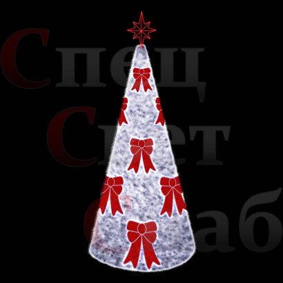 Светодиодная ель "Банты" с макушкой 3,5 м Красно-белая
